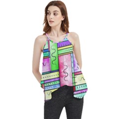 Colorful Pattern Flowy Camisole Tank Top by gasi