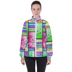 Colorful Pattern Women s High Neck Windbreaker by gasi