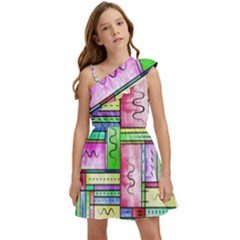 Colorful Pattern Kids  One Shoulder Party Dress by gasi