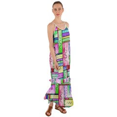 Colorful Pattern Cami Maxi Ruffle Chiffon Dress by gasi