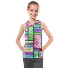 Colorful Pattern Kids  Sleeveless Hoodie by gasi