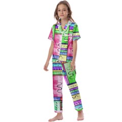 Colorful Pattern Kids  Satin Short Sleeve Pajamas Set by gasi