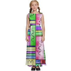 Colorful Pattern Kids  Satin Sleeveless Maxi Dress by gasi