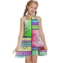 Colorful pattern Kids  Halter Collar Waist Tie Chiffon Dress View1