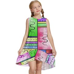 Colorful Pattern Kids  Frill Swing Dress by gasi