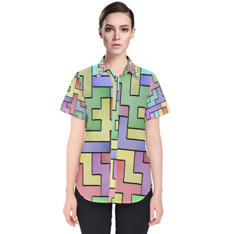 Colorful Stylish Design Women s Short Sleeve Shirt by gasi