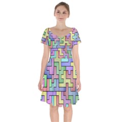 Colorful Stylish Design Short Sleeve Bardot Dress by gasi