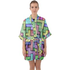 Colorful Stylish Design Half Sleeve Satin Kimono  by gasi