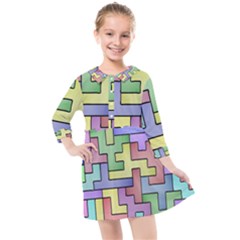 Colorful Stylish Design Kids  Quarter Sleeve Shirt Dress by gasi