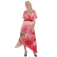 Nature Flowers Cross Front Sharkbite Hem Maxi Dress by Sparkle