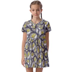 Gong Instrument Motif Pattern Kids  Asymmetric Collar Dress by dflcprintsclothing