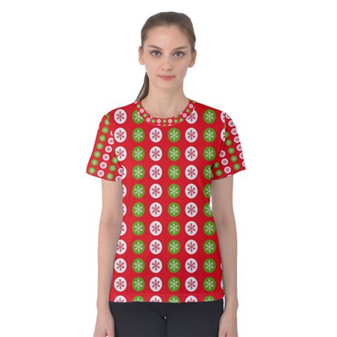 Festive Pattern Christmas Holiday Women s Cotton Tee by Ravend