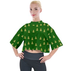 Green Christmas Trees Green Mock Neck Tee by TetiBright