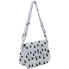 Green Christmas Trees White Saddle Handbag by TetiBright