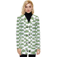 Funny Frog Cartoon Drawing Motif Pattern Button Up Hooded Coat  by dflcprintsclothing