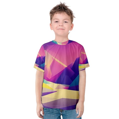 Abstract Geometric Landscape Art 3d Render Kids  Cotton Tee by Pakemis