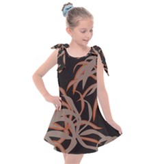 Leaf Leaves Pattern Print Kids  Tie Up Tunic Dress by Ravend