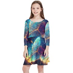 Abstract Galactic Kids  Quarter Sleeve Skater Dress by Ravend