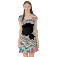 Fractal Abstract Background Short Sleeve Skater Dress by Ravend