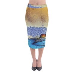 Abstract Painting Art Texture Velvet Midi Pencil Skirt by Ravend