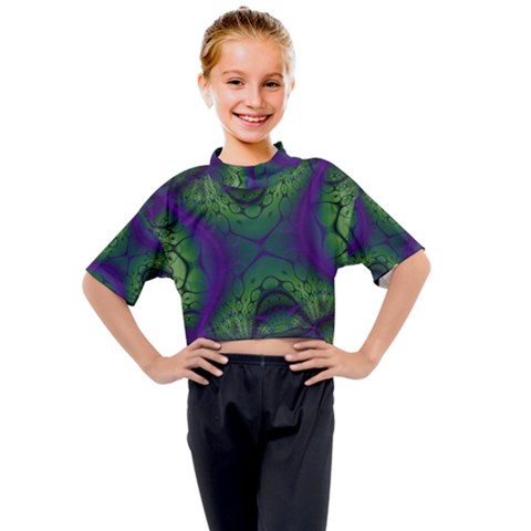 Fractal Abstract Art Pattern Kids Mock Neck Tee by Ravend