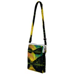 Scenic View Of Aurora Borealis Stretching Over A Lake At Night Multi Function Travel Bag by danenraven