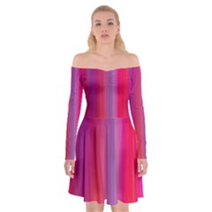 Multicolored Abstract Linear Print Off Shoulder Skater Dress by dflcprintsclothing