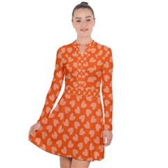 Textured Hearts Orange Long Sleeve Panel Dress by FunDressesShop