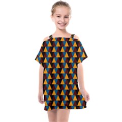 Colorful Triangles On Black Kids  One Piece Chiffon Dress by FunDressesShop