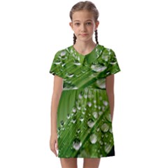 Green Water Leaf Kids  Asymmetric Collar Dress by artworkshop