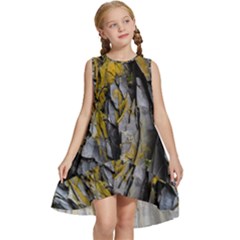 Rock Wall Crevices  Kids  Frill Swing Dress by artworkshop