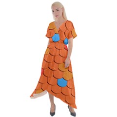 Roof Roofing Tiles  Cross Front Sharkbite Hem Maxi Dress by artworkshop