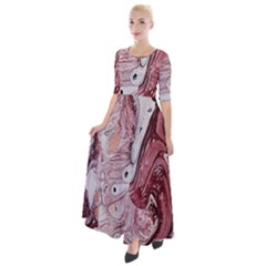 Cora; Abstraction Half Sleeves Maxi Dress by kaleidomarblingart