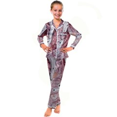 Cora; Abstraction Kid s Satin Long Sleeve Pajamas Set by kaleidomarblingart