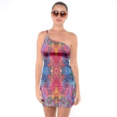 Firey Repeats I One Soulder Bodycon Dress by kaleidomarblingart