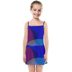 Blue Abstract 1118 - Groovy Blue And Purple Art Kids  Summer Sun Dress by KorokStudios