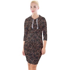 Random Abstract Geometry Motif Pattern Quarter Sleeve Hood Bodycon Dress by dflcprintsclothing