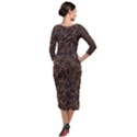 Random Abstract Geometry Motif Pattern Quarter Sleeve Midi Velour Bodycon Dress View2