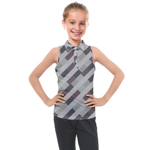 Pale Multicolored Stripes Pattern Kids  Sleeveless Polo Tee by dflcprintsclothing