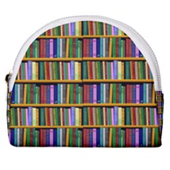 Books On A Shelf Horseshoe Style Canvas Pouch by TetiBright