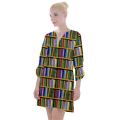 Books On A Shelf Open Neck Shift Dress by TetiBright