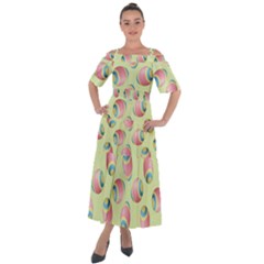 Colorful Easter Eggs Pattern Green Shoulder Straps Boho Maxi Dress  by TetiBright