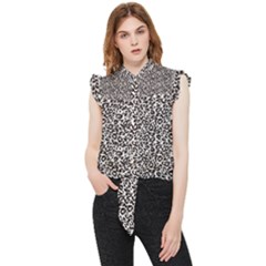 Black Cheetah Skin Frill Detail Shirt by Sparkle