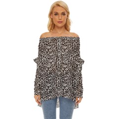 Black Cheetah Skin Off Shoulder Chiffon Pocket Shirt by Sparkle