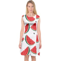 Watermelon Seamless Pattern Capsleeve Midi Dress by Jancukart