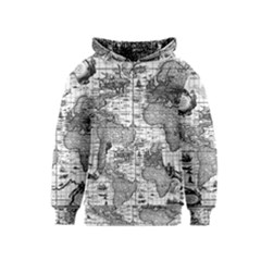 Antique Mapa Mundi Revisited Kids  Pullover Hoodie by ConteMonfrey