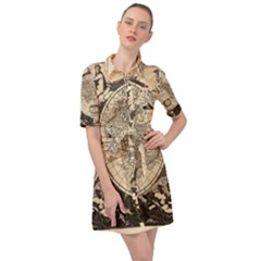 World Map - Nova Delineatio Totius Orbis Terrarum -  1659-1733 Belted Shirt Dress by ConteMonfrey