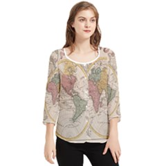 Mapa Mundi 1775 Chiffon Quarter Sleeve Blouse by ConteMonfrey