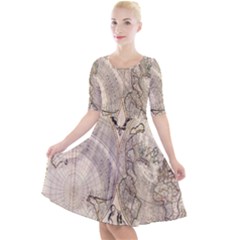 Mapa Mundi - 1774 Quarter Sleeve A-line Dress by ConteMonfrey