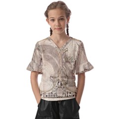 Mapa Mundi - 1774 Kids  V-neck Horn Sleeve Blouse by ConteMonfrey